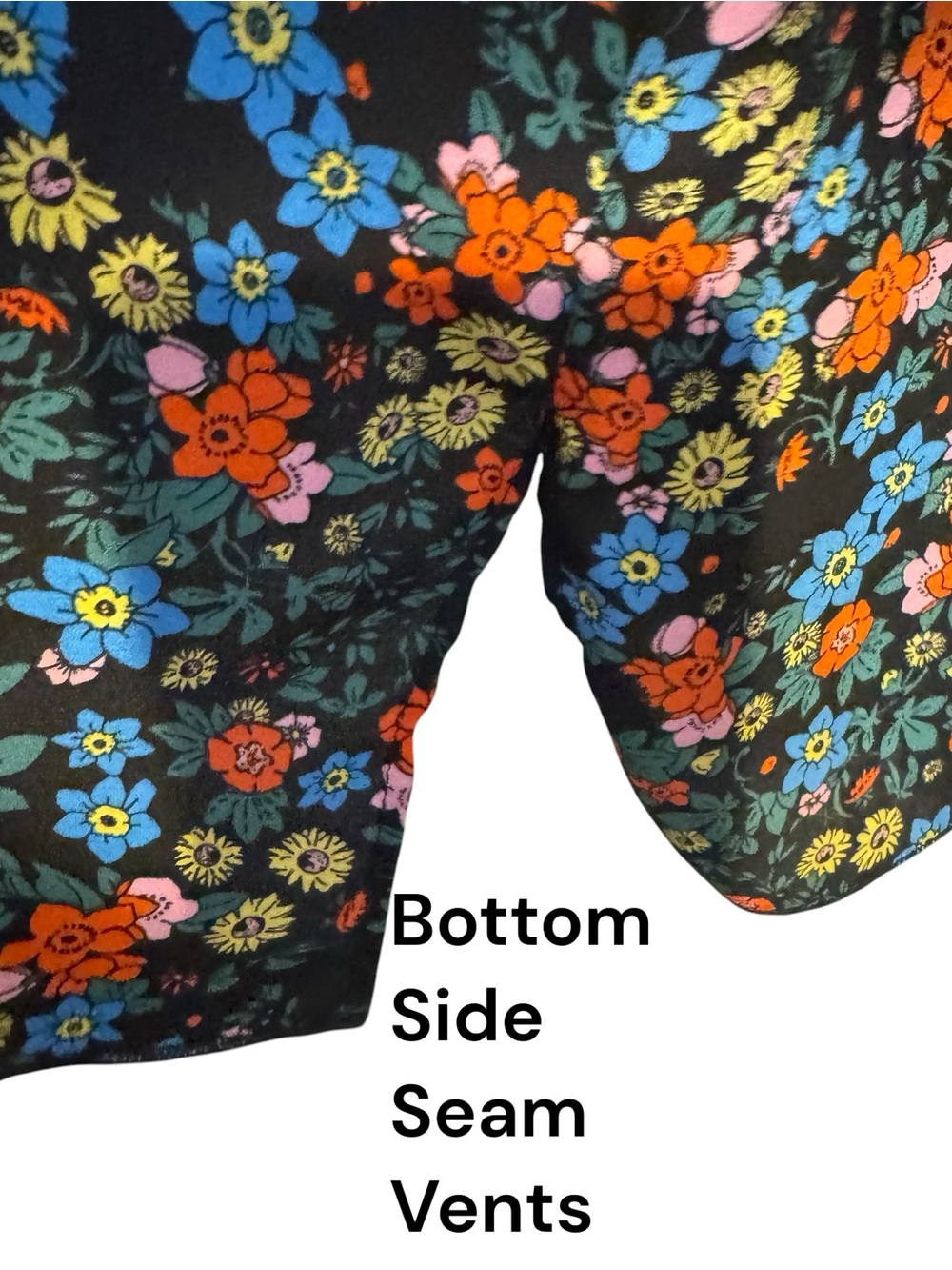 Black-Multi Floral Blouse w/Zipper YOU DECIDE how DEEP the V-Neck PLUS: 3X #11 - Picture 8 of 12